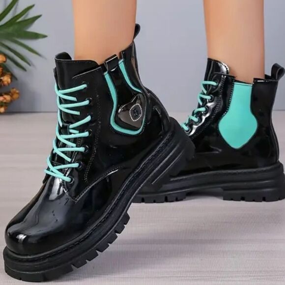 Ladies color block combat boots sz 8 - Picture 1 of 16